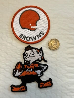 (2) Cleveland Browns Vintage Embroidered Iron On Patches Patch Lot 3” X 2.5 & 3” - Image 1 of 2