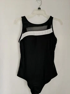 Catalina Ladies 8-10 Black One Piece Swimsuit Scoop neck slimming stripe Med - Picture 1 of 6