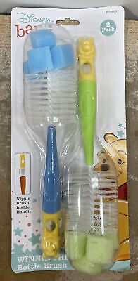 Disney Baby Winnie The Pooh Bottle Brush 2 Pack NEW Green & Blue • 17.65$