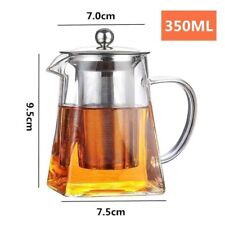 Set Tea Teapot Heat Resistant Glass Stainless Steel Infuser Container  350ML