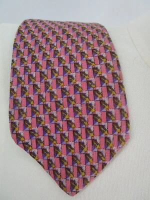 Corbata para hombre Robert Talbott rosa geométrica 58" largo 3,75" ancho seda EE. UU. de colección Foto 1 de 4