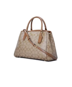Coach F58310 Small Margot Carryall Satchel Bag Signature Canvas Khaki Saddle. - Picture 1 of 7