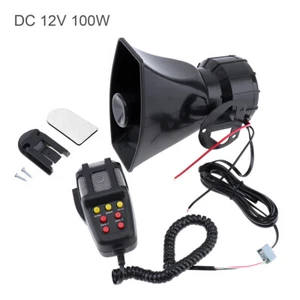 Car Siren Horn 7 Sound 100W 12V Loud Warning Security Alarm Loudspeaker with MIC - Picture 1 of 12