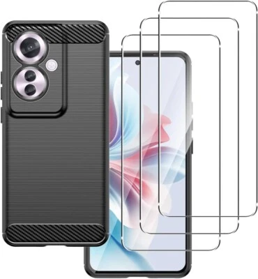 PIXFAB For OPPO Reno11 F 5G Case Silicone Shockproof Gel Phone Cover & Screen Protector