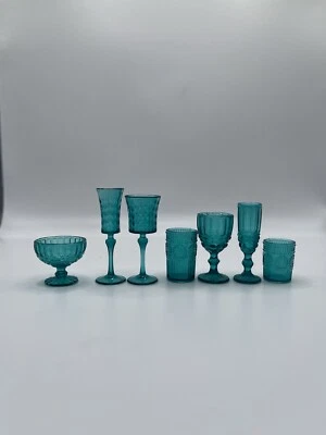1/6 Scale Miniatures- Set of 7 - Kitchen Barware Glass Style, Decanter, Green - Image 1 of 4