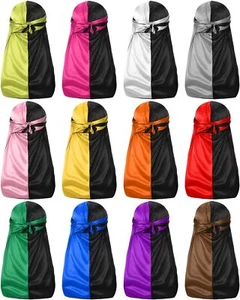 Geyoga 12 Pieces Silky Durag Pirate Cap Long Tail Headwraps for Men and Women... - Picture 1 of 7