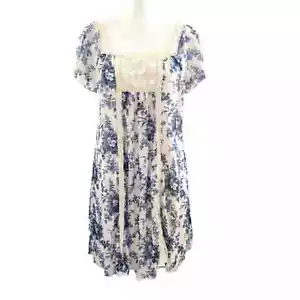 Denim & Supply Ralph Lauren Dress Women's Medium Blue Floral Crochet Lace Shift - Picture 1 of 8
