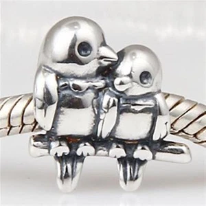 NEW 925 Sterling Silver European Bracelet Charm Bead Love Birds - Picture 1 of 4