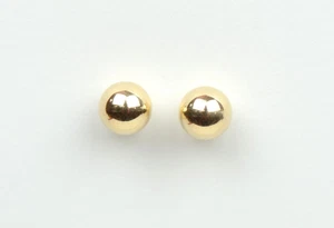 14k Solid Yellow Gold Ball stud earrings with screw back round High Polish - Picture 1 of 12