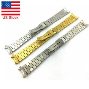 Stainless Steel Strap Bracelet 20MM Curved End President Gold Silver Watch Band - Picture 1 of 9