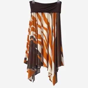 Lapis Maxi Handkerchief Skirt Stretch Fold Over Waist Brown Tiger Western Boho L - Picture 1 of 10