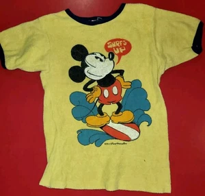 Vintage Disney Mickey Mouse Terrycloth Beach Shirt Youth Kids M - Picture 1 of 8