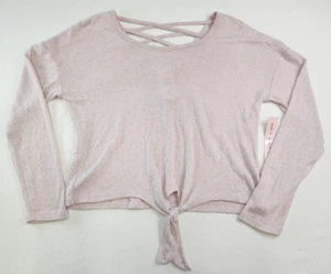 Crave Fame Juniors Heather Pink Lace Up Back Blouse Size XL Front Tie Lightweigh - Picture 1 of 6