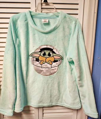 Disney Star Wars Niñas Talla XL (14-16) Baby Yoda Dormir Top Como Nuevo Verde Suave Peludo Foto 1 de 4