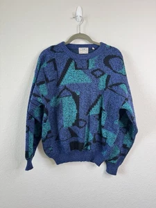 Pronto Uomo Men’s M Sweater Grandpa Biggie Cosby 3D Vintage Geometric Italy Made - Picture 1 of 6