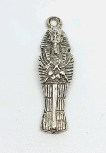 Vintage Sterling Silver 925 Egyptian Mummy Pharaoh Coffin Pendant Charm - Picture 1 of 4