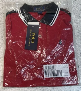 Polo Ralph Lauren-4Yrs-Boys Red With Black & White Collar Polo Shirt. BNWT. - Picture 1 of 3