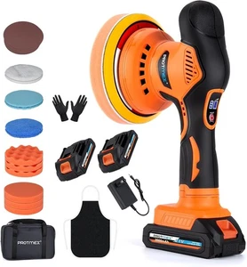 Lucidatrice tampone auto senza fili con batterie 2x2000mAh 21V–6" cera auto e 6 velocità - Foto 1 di 6