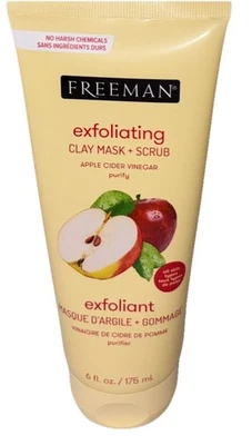 1 FREEMAN EXFOLIATING CLAY MASK & SCRUB APPLE CIDER VINEGAR 6oz-All SKIN TYPES - Image 1 of 4