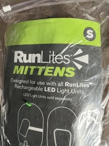 runLites Mittens Navy Blue Running Fleece Gloves size Small with battery - Picture 1 of 7