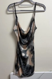Windsor Tie Dye Cowl Neck Bodycon Mini Dress Small Stretch Sleeveless Y2K - Picture 1 of 6