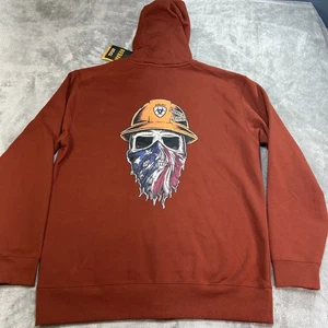 Ariat Rebar Hoodie Mens L "Born For This" Full Zip Burnt Orange Workwear USA NWT - Picture 1 of 11