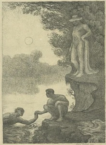 Cecil French (1879-1953) - antike Bleistift signierte Lithographie - Anfang 20. Jahrhundert - Bild 1 von 5