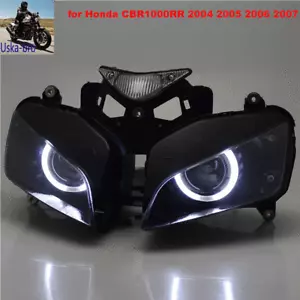 HID montierter Scheinwerfer weiße Engelsaugen für Honda CBR1000RR 2004 2005 2006 2007 - Bild 1 von 12