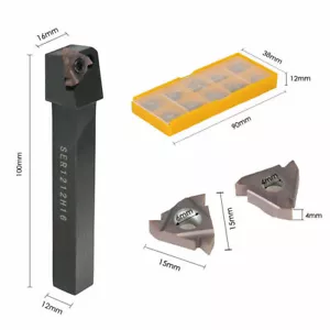 SER 1212H16 12mm×100mm CNC Threading Turning Tool Holder + 10Pcs 3/8'' 16ER AG60 - Picture 1 of 8