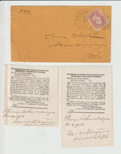 1868 #65 DARLINGTON WIS w/ 2 election notices contents (i18) - Picture 1 of 2