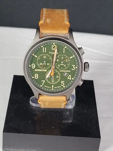 Timex T49905 Mens Expedition Leather Indiglo Watch Chronograph Date RUNNING - Picture 1 of 8
