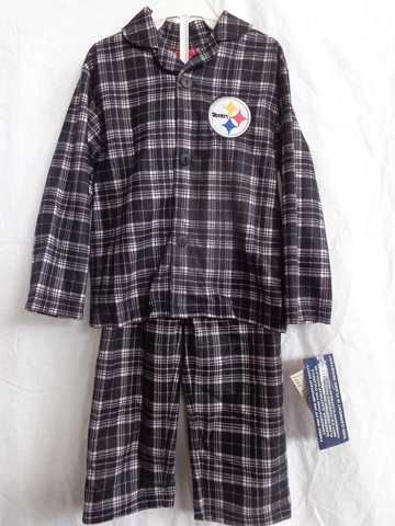 Pittsburgh Steelers 2 Pc Flannel Pajamas 100% Polyester Flame Resistant NWT Cover