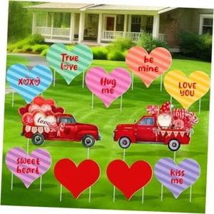 11 Pcs Valentine's Day Conversation Hearts Yard Signs Decorations with Stake - Picture 1 of 7