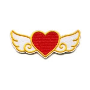 Winged Heart Embroidered Iron-On Patch Red Love Symbol With Wings Badge - Picture 1 of 2
