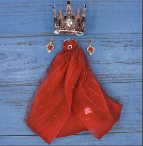 Doll outfits Wine Red Evening Dress +Crown+Earrings for 12" blythe doll - Picture 1 of 4