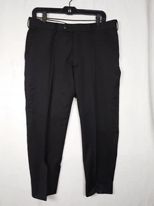 SUITSUPPLY Brescia Trousers Men's 33 x 25 Wool Zip Fly Flat Front Black - Picture 1 of 5