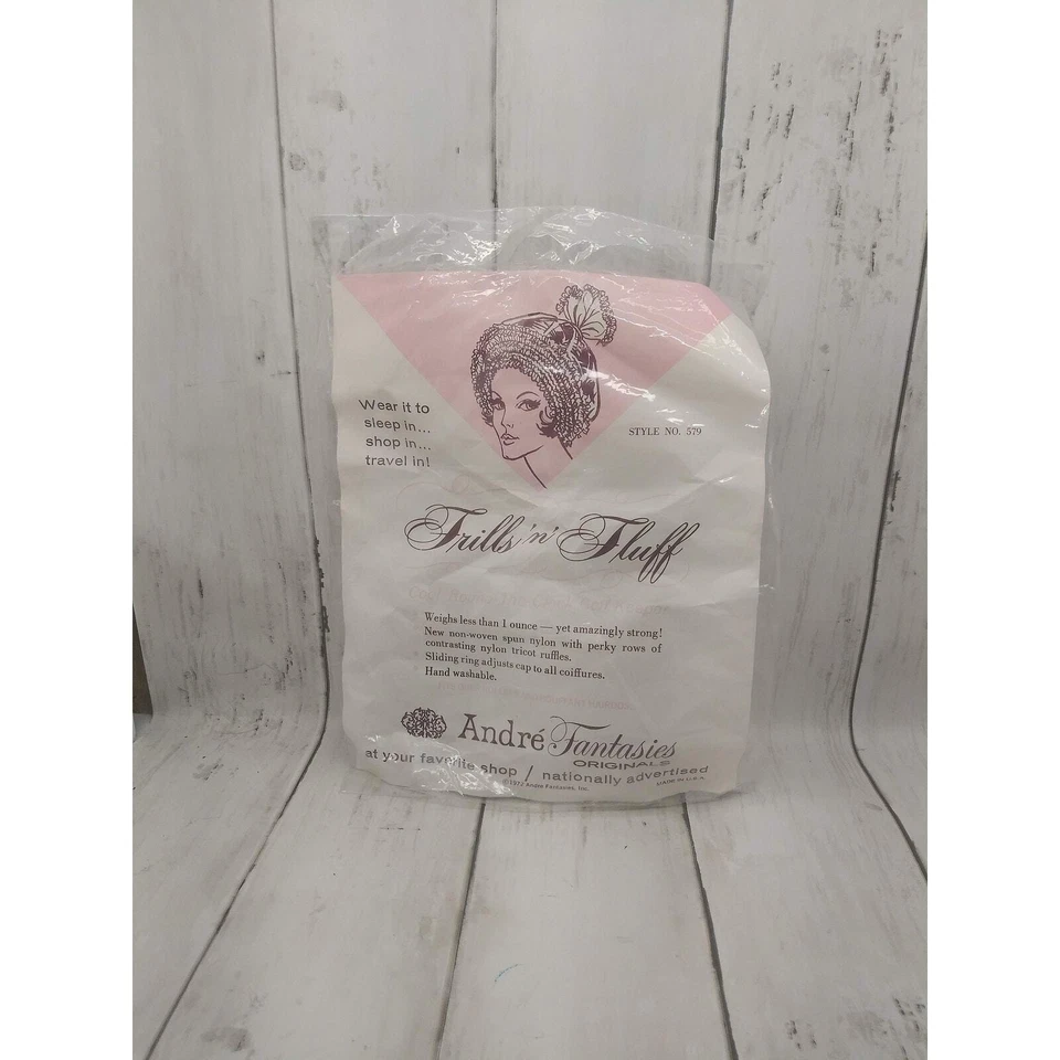 Vtg Andre Fantasies Hair Bonnet Frills n Fluff New Dead Stock Pink Blue Ruffles - Image 1 of 4