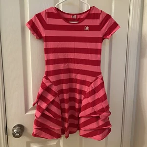 No Added Sugar Pink and Red Striped Ruffle Dress Girls Size 9-10 years - Picture 1 of 12