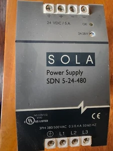 SOLA POWER SUPPLY SDN 5-24-480 24Vdc/5A 400-500Vac - Picture 1 of 9