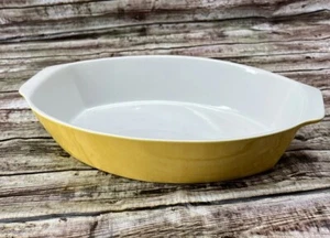 Cerutil Stoneware Mustard Yellow Oval Casserole Baking Dish Portugal 15x9.5 In. - Picture 1 of 6