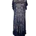 NWT Suzanne Betro Navy Lace Dress with Nude Slip and Ruffles, size 2x, summer
