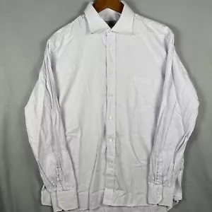 Canali Dress Shirt 17.5-44 Lavender Checked Micro Plaid Made In Italy - Picture 1 of 16