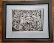 Signed Salvatore Zofres Limited Edition 19/30 Black &White Block Print Psalm #54