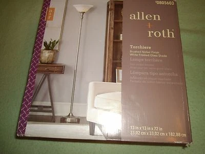 allen+roth  3 Way Switch Nickel Casual Transitional Torchiere Indoor Lamp Glass  - Image 1 of 3