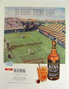1945 King Black Label Whiskey Tennis Match Print Ad - Picture 1 of 1