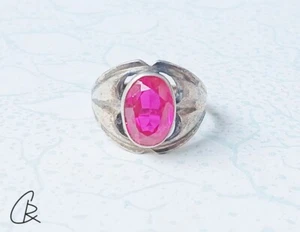 Vintage-Ring aus 875er Silber mit vergoldetem synthetischem Rubin,UdSSR/Ø 19 mm/ - Bild 1 von 7