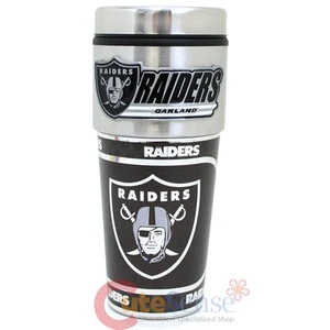 Oakland RaidersCoffee Mug Travel Tumbler Cup NFL Metallic Logo with Metal Emblem - Picture 1 of 2