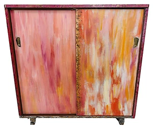 Extravagante Design-Kommode   "SINA"   Antik massiv Vollholz Mid Century Vintage - Bild 1 von 12