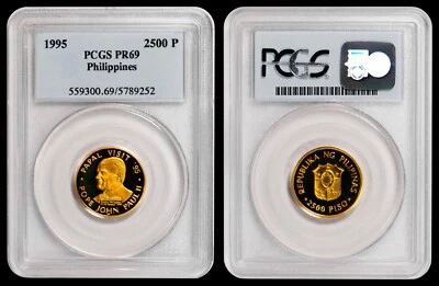 1995 Gold Philippines 2500 Piso PCGS PR69 - Papal Visit - Image 1 of 3