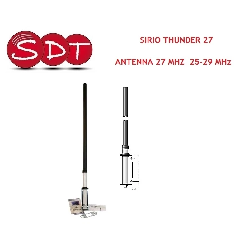 SIRIO "ORGINALE" THUNDER 27 ANTENNA 27 MHZ  25-29 MHz DA BASE - Immagine 1 di 1
